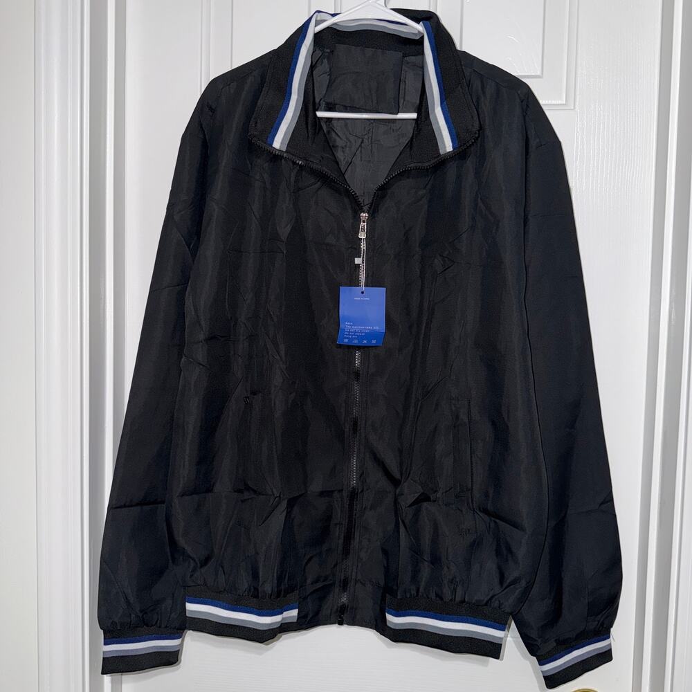 PEGENO Men's Lightweight Flight Bomber Jacket Windbreaker Black Stripe